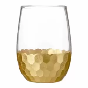Image of Premier Housewares Set of 4 Glass Tumblers - Gold Honeycomb Design