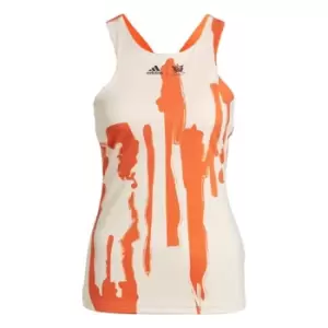 Image of adidas Thebe Magugu Tennis New York Y-Back Tank Top Women - Ecru Tint / Impact Orange