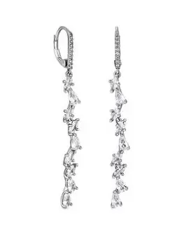 Image of Jon Richard Rhodium Plated Fine Cubic Zirconia Drop Earrings, One Colour, Women