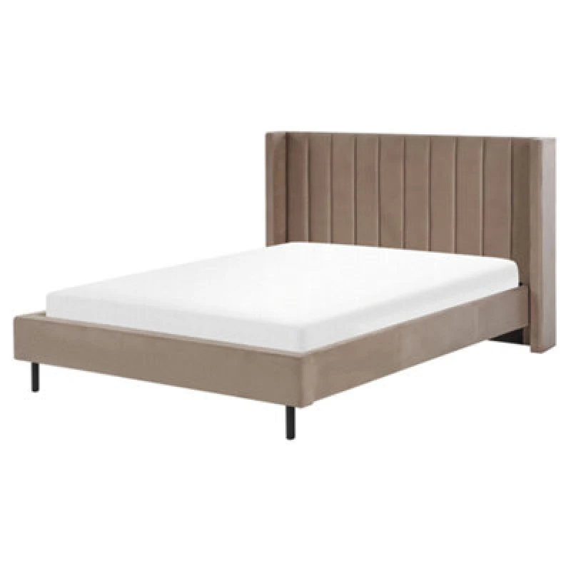Image of Beliani Bed Velvet Villette 160 X 200 Cm (Eu King Size) Taupe