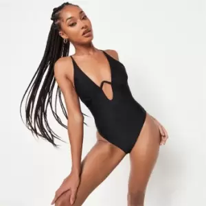 Image of Missguided Underwire Cross Back Swimsuit - Black