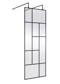 Image of Hudson Reed 760mm Abstract Frame Wetroom Screen With Support Bars - Matt Black