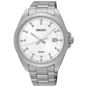 Image of Seiko Classic Quartz White Dial Silver Stainless Steel Bracelet Mens Watch SUR205P1