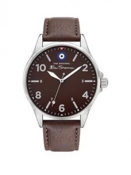 Image of Ben Sherman Black Dial Brown Strap Watch, Brown, Men