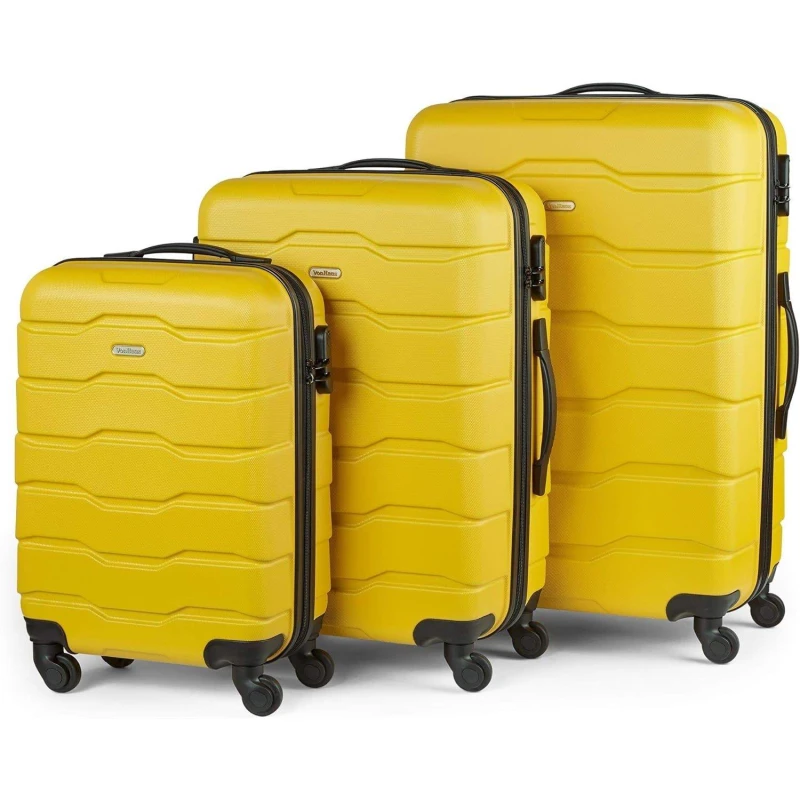 Image of VonHaus Multi Sized Set of Three Luggage Set Mustard