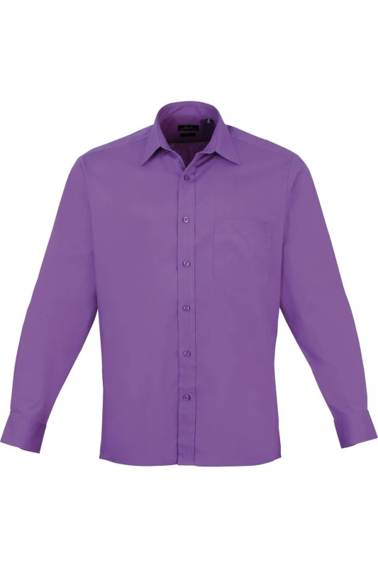 Image of Premier Premier Men Poplin Long-Sleeved Formal Shirt in Violet Violet One Size Male 5054171866984