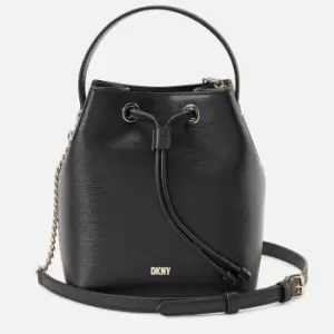 Image of DKNY Womens Bryant Drawstring Bucket Bag - Black/Gold