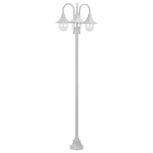 Image of Vidaxl Garden Post Light E27 220cm Aluminium 3-lantern White