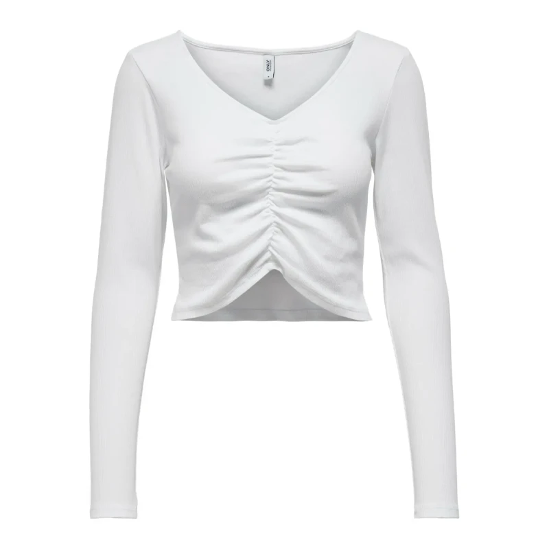 Image of Only Womens long sleeve v-neck crop top Only onlkenya life Blanc Female L