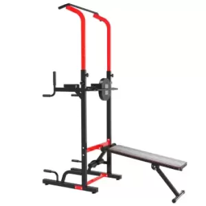 Image of Homcom Power Tower Station For Home Gym Workout Equipment With Sit Up Bench