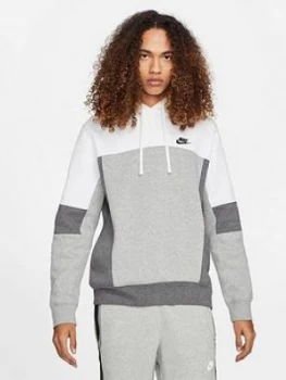 Image of Nike Colorblock Overhead Hoody, Grey/White Size M Men