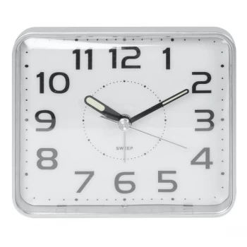 Image of WILLIAM WIDDOP Square Sweep Alarm Clock - Silver