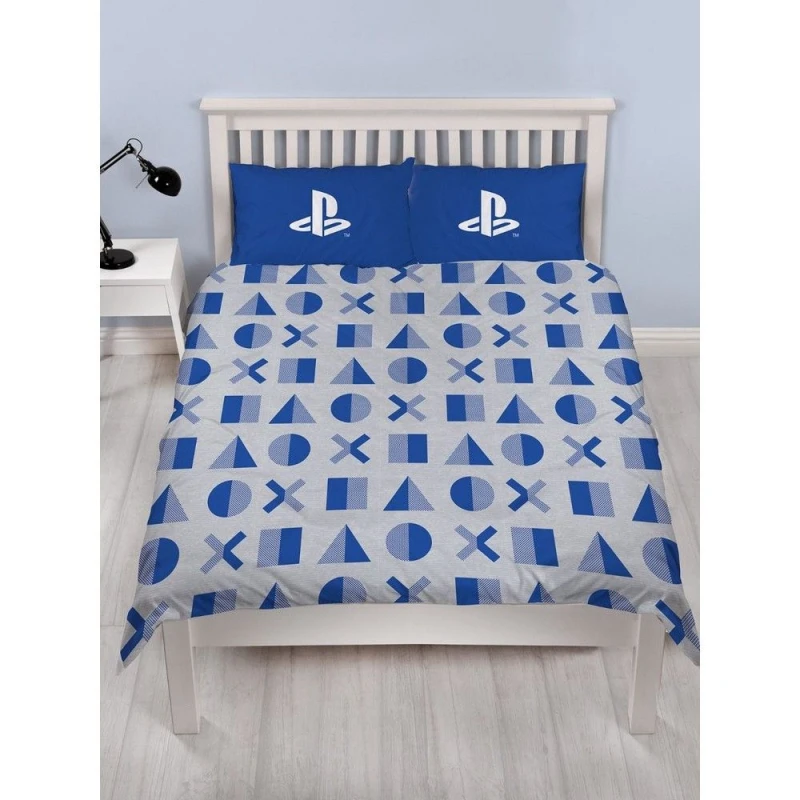 Image of Playstation Layer Rotary Marl Duvet Cover Set in Blue Size: Double Blue Unisex Double