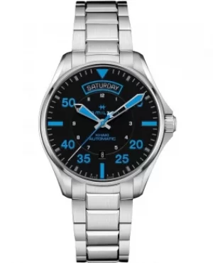 Image of Hamilton Khaki Aviation Pilot Day Date Auto Air Zermatt Black Dial Stainless Steel Mens Watch H64625131 H64625131