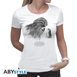 Image of Star Wars - Chewbacca Porg Women'S Small T-Shirt - White