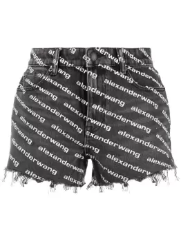 Image of ALEXANDER WANG WOMEN Logo Bite Shorts Grey
