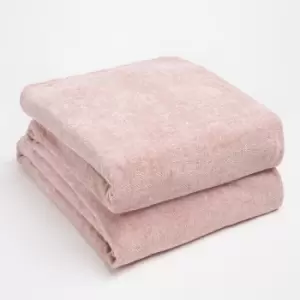 Image of Highams Soft Knitted Fleece Throw Over Blanket Bedspread Blush 125 X 150Cm