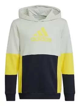 Image of Boys, adidas Essentials Junior Kids Colourblock Overhead Hoodie - Light Green, Light Green, Size 9-10 Years