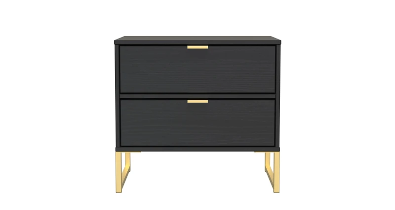 Image of Madrid 2 Drawer Bedside Cabinet In Black Ash (Ready Assembled)