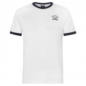 Image of Paul And Shark Crew Ringer Logo T Shirt - White
