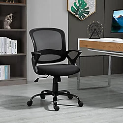 Image of Vinsetto Mesh Home Office Chair Swivel Desk Task PC Chair with Lumbar Support, Arm, Black