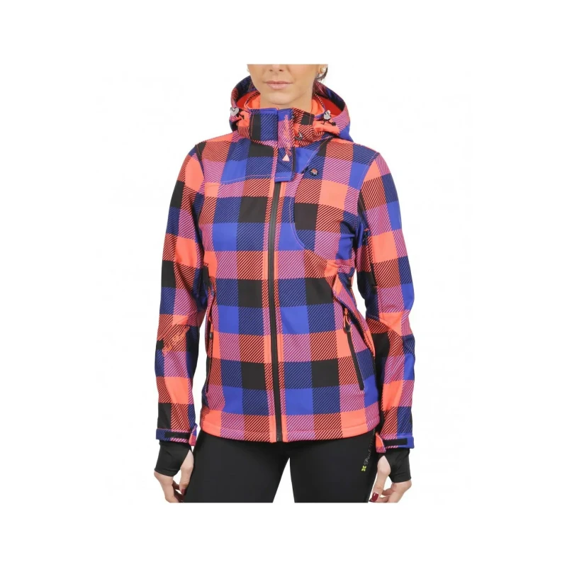 Image of Peak Mountain Womens printed softshell jacket Peak Mountain Aveny Bleu Female M