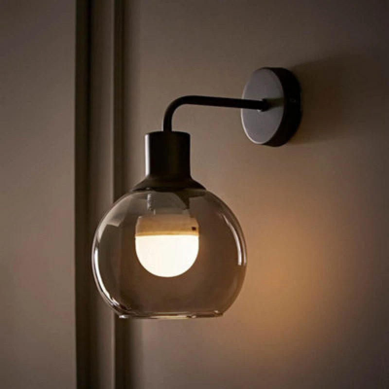 Image of SO'HOME Rechargeable Glass Globe Wall Light Black ONE SIZE
