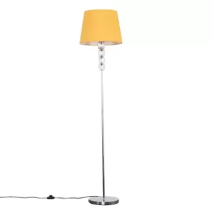 Image of Eleanor Chrome Floor Lamp with Mustard Aspen Shade