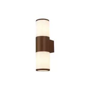Image of Kirkwood Outdoor Wall Lamp 2 Light E27, IP54, Matt Brown, Opal