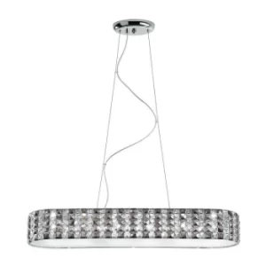 Image of Fan Europe TANGO 6 Light Straight Bar Pendant Ceiling Light Crystals With Glass Diffusers 84x22x13cm