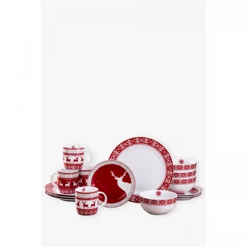 Image of The Waterside 16pc Nordic Reindeer Set - Red