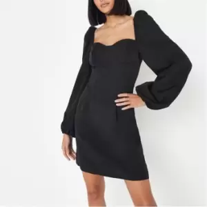 Image of Missguided Corset Detail Milkmaid Skater Dress - Black