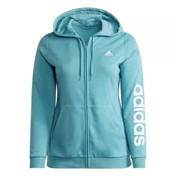 Image of adidas Essentials Logo Full-Zip Hoodie (Plus Size) Womens - Mint Ton / White