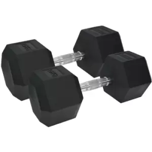 Image of Urban Fitness pro Hex Dumbbell - Rubber Coated (Pair) - 2 x 25kg - Black - Black