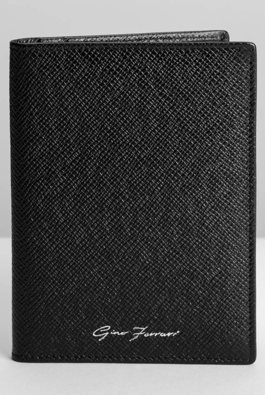 Image of Gino Ferrari Mens Passport Travel Wallet Italian Saffiano Leather RFID Protection, Black Male One Size