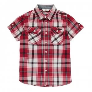 Image of Lee Cooper Short Sleeve Check Shirt Junior Boys - Red/White/Black