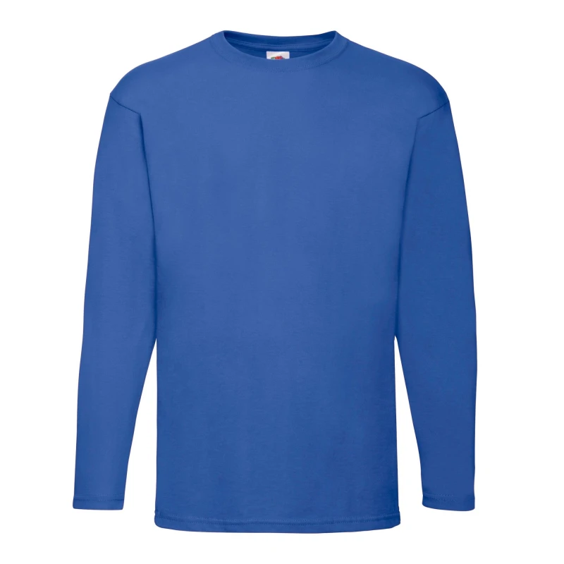 Image of Fruit Of The Loom Fruit of the Loom Men Valueweight Plain Long-Sleeved T-Shirt in Blue Size: Small Blue S Male 5063425935970