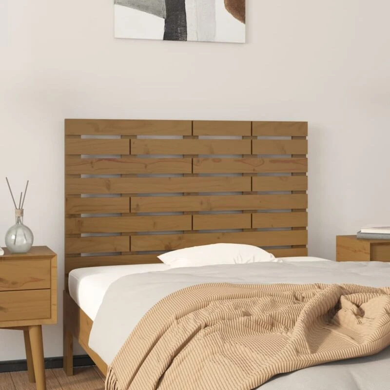 Image of Vidaxl Wall Headboard Honey Brown 96X3X63cm Solid Wood Pine, Brown 824726