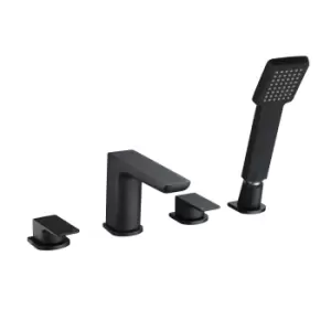 Image of Black Bath Shower Mixer Tap - 4 Tap Hole - Zana