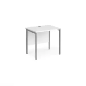 Image of Maestro 25 straight desk 800mm x 600mm - silver H-frame leg and white top