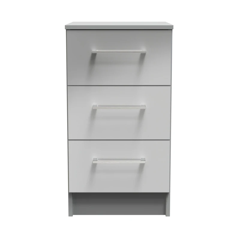 Image of Chester 3 Drawer Bedside Cabinet In Uniform Grey & Dusk Grey (Ready Assembled)