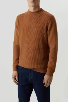 Image of Super Soft Tan Panel Rib Knitted Funnel