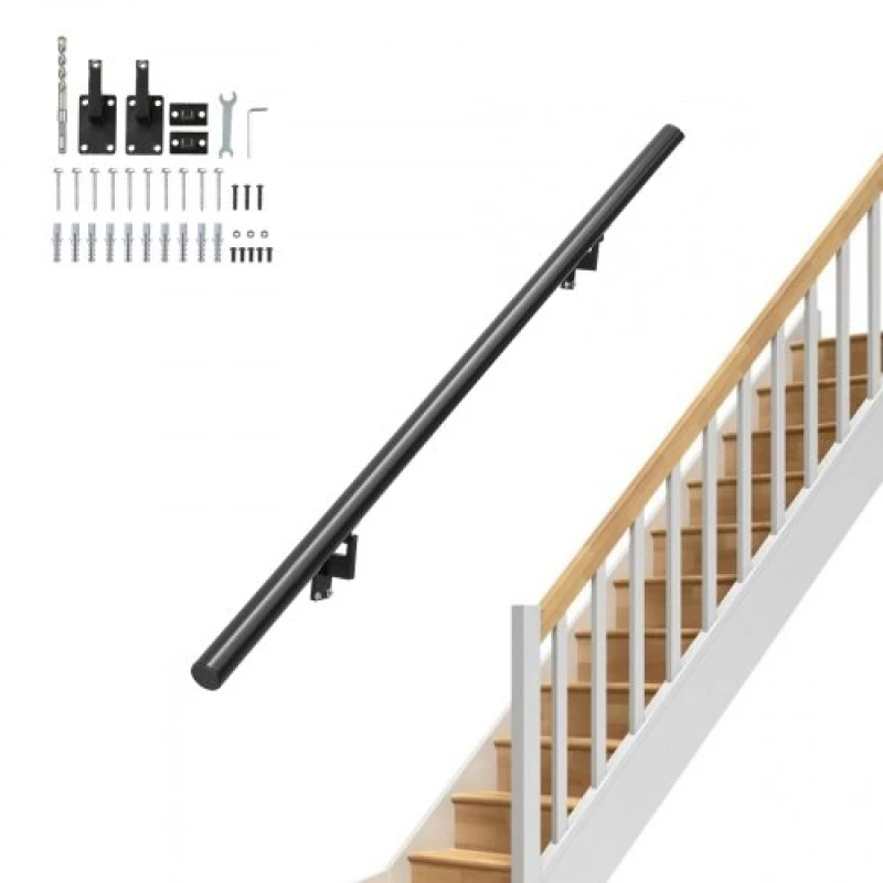 Image of MOPHORN Mophorn - vevor Handrail Stair Railing, 4 ft, Wall Mount Handrails for Indoor Stairs, Thickened Aluminum Alloy Hand Rail with Installation Kit