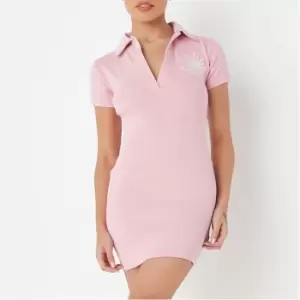 Image of Missguided Petite Rib Polo Mini Dress - Pink