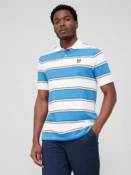 Image of Lyle & Scott Broad Stripe Polo Shirt - Blue/White Size M Men