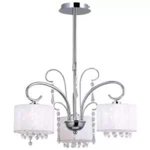 Image of Italux Lighting - Italux Span - Hanging Pendant Fixed Chrome 3 Light with Crystal Shade, E14