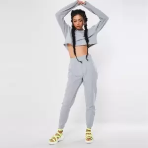 Image of Missguided Crop Sweat Jogger Coord - Grey