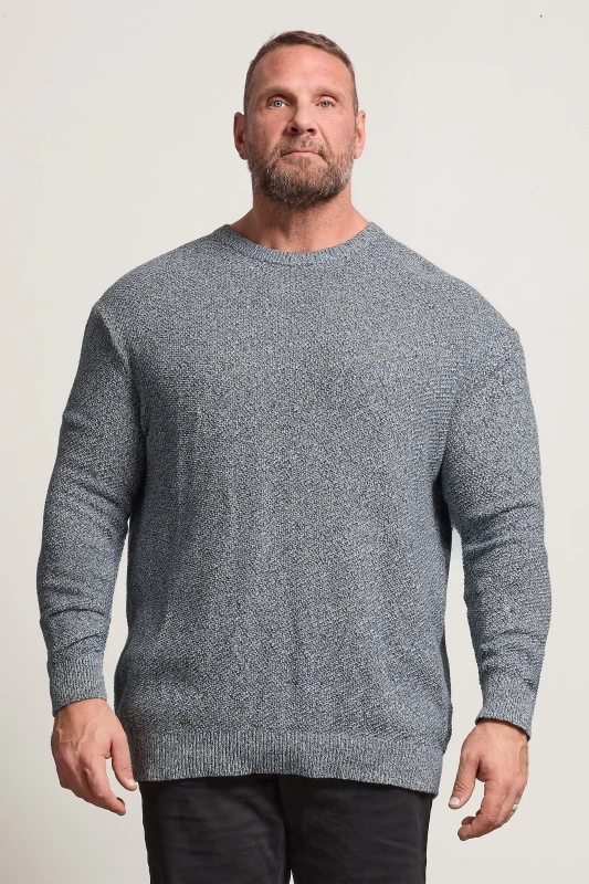 Image of BadRhino BadRhino Men Crew Neck Knitted Jumper in Blue Size: 5-6X-Large Blue 5-6XL Male 5063111532285