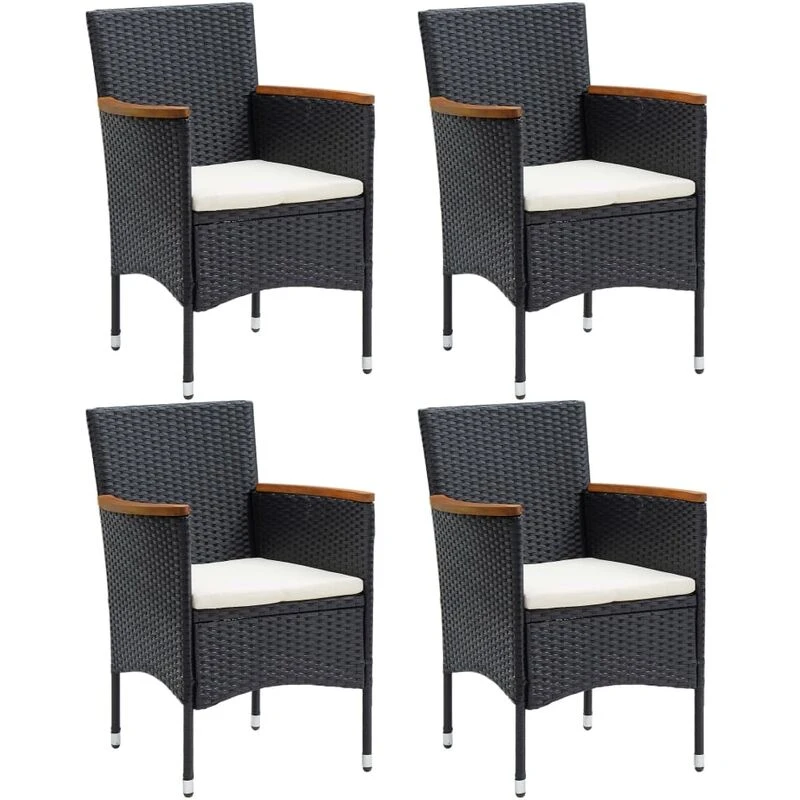 Image of VIDAXL Garden Dining Chairs 4 pcs Poly Rattan Black Vidaxl 8720286917848