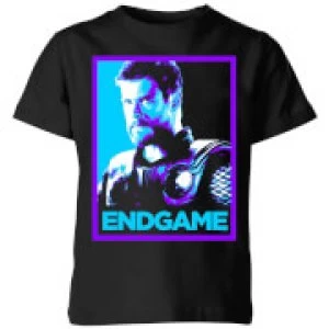 Image of Avengers Endgame Thor Poster Kids T-Shirt - Black - 5-6 Years